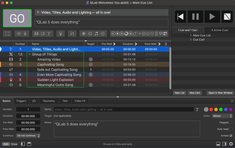 Figure 53 QLab 5 (Full-Featured)